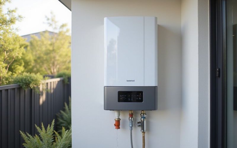 Gas instantaneous hot water unit compact wall mounted