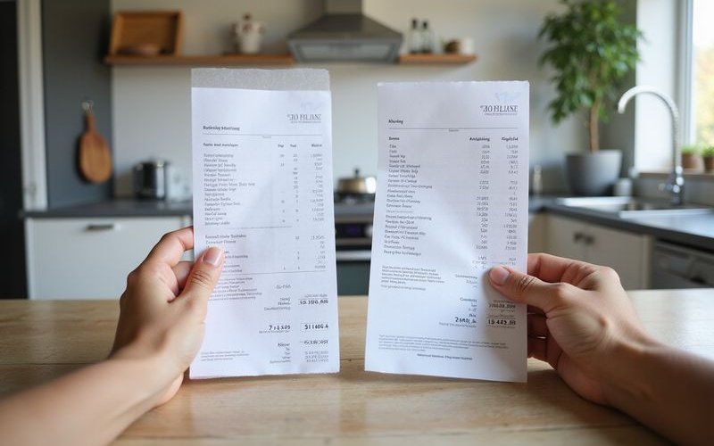 Energy bill comparison showing before and after heat pump installation