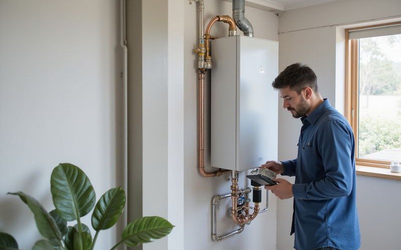 Heat pump hot water system installed in Perth backyard