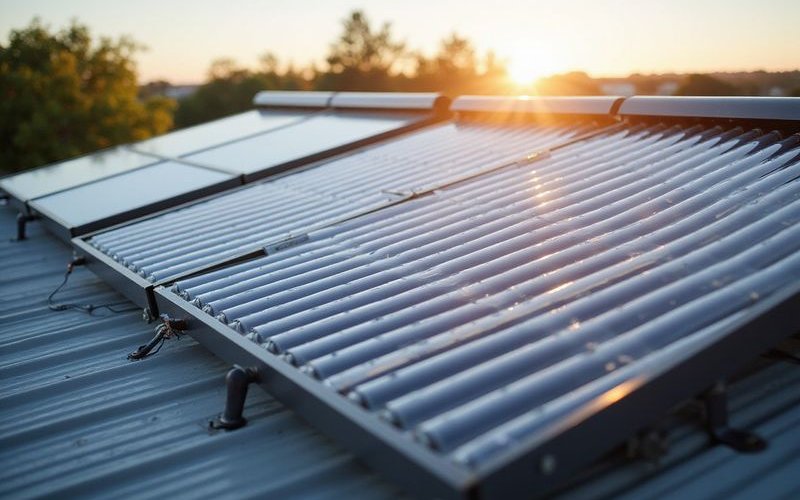 Solar hot water roof panels with evacuated tubes in Perth