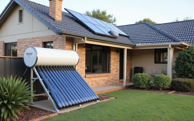 Solar hot water split system with ground tank and roof collectors